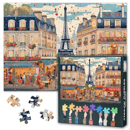 Paris Jigsaw Puzzles 1000 Pieces for Adults, Eiffel Towel Jigsaw Puzzle, Paris Urban Puzzles for Adults 1000 Pieces, Houses Urban Impossible Puzzle for Adult 20X27 INCH