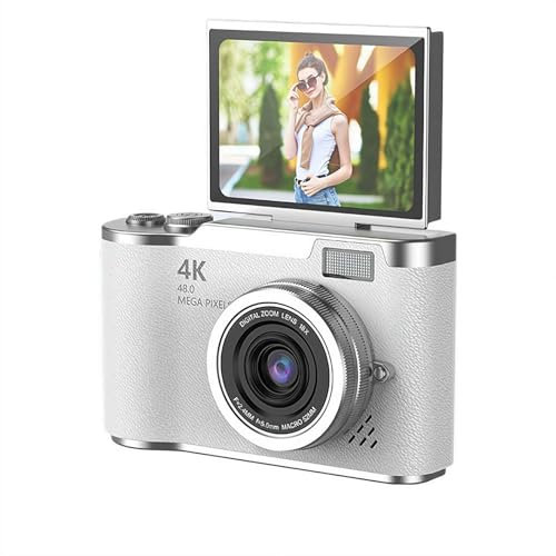 4K Digital Camera for Photography Auto Focus, 48MP Vlogging Camera, 2.4inch Flip Screen Compact Travel Camera with 8X Zoom Anti-Shake, Portable Small Gift