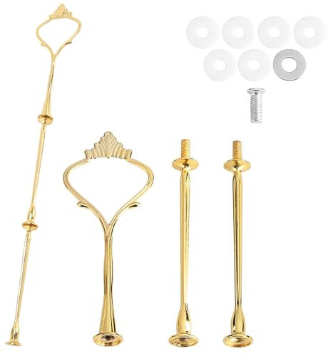 Cake Stand Fittings, Gold Three Tier Cake Stand Display Holder for Tea Party, Wedding, Baby Shower, Hotel & Home Use – Compatible with Standard Plates (1 Pack,Plates Not Included)