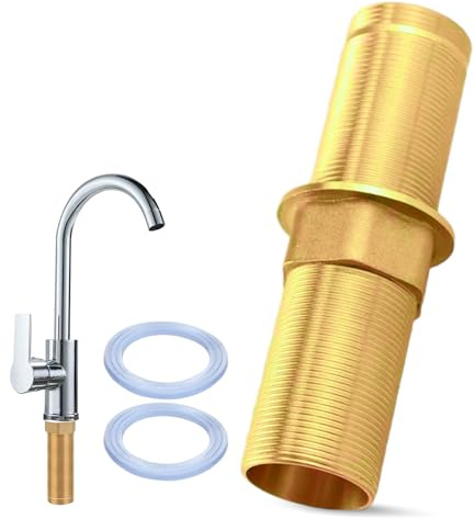 Wasserhahn Schlauch Verlängerung, Wasserhahn Verlängerte Kit 31.5x100mm Messing Befestigung Wasserhahnverlängerung Aufsatz mit Kupfermutter 2 Gummidichtungen