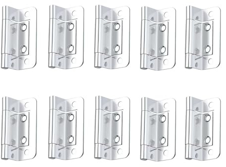 Double Cranked Cabinet/Door Flush Hinges, 50mm, Chrome Finish, Pack of 10