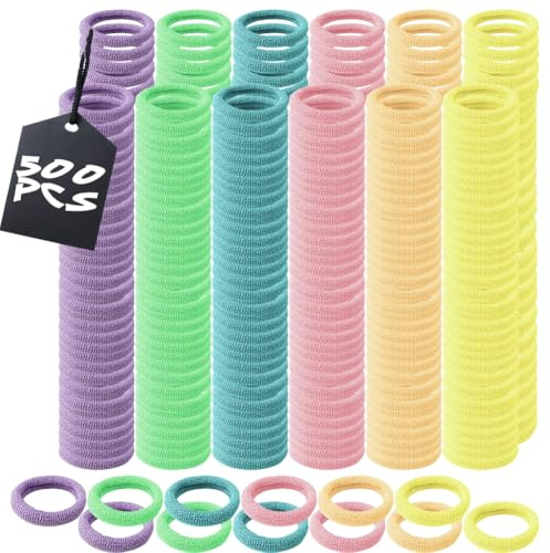 500 PCS Hair Bands, Elastic Hair Ties Seamless Small Hair Bobbles Stretch Ponytail Holders for Girls Women