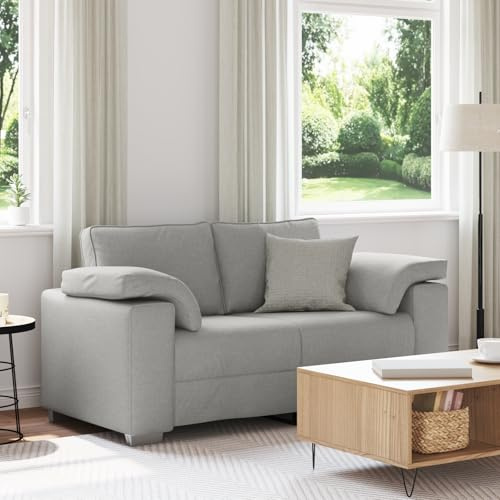 CKioict Zweisitzer Sofa Wolkengrau 120 cm Stoff Sofa mit Fleckenschutz und Polsterung für Wohnzimmer Komfort