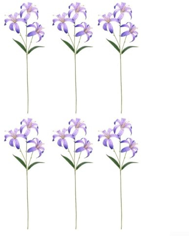 Fiori di giglio artificiali, 6 steli floreali finti da 60 cm, bouquet di fiori in seta per matrimoni, centrotavola, casa, ufficio, sala da pranzo, decorazione in plastica (viola pallido)