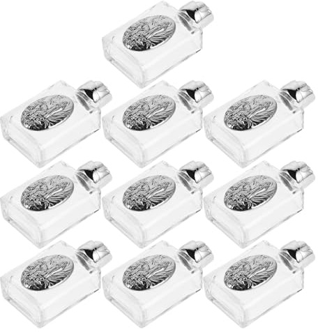 Cabilock 10 Pièces Bouteille d'eau Bénite en Verre et Alliage 15ml Portable Légère pour Église et Pèlerinage Récipient Décoratif Religieux Pratique