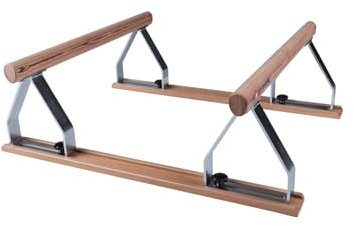 Sport-Thieme Handstand-Barren | Hochwertiger Mini-Barren | Stufenlos in der Breite verstellbar | Bis 100 kg belastbar | LxBxH: 50x40x28 cm | Holme: 70 cm lang | 9 kg | Holz | Markenqualität