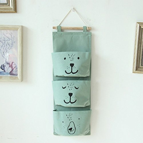Hanging Storage Bag Organiser with 3 Pockets Nursery Living Room Bear