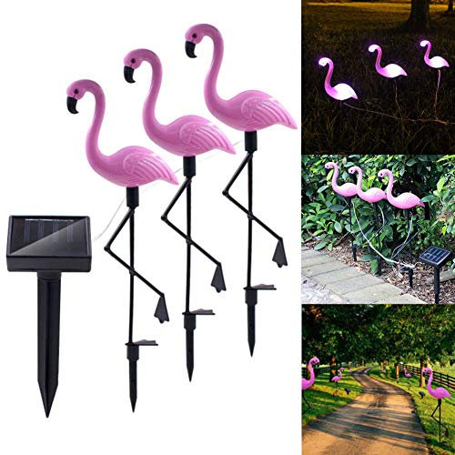 Toifucos Solar Garden Lights Outdoor, 3pcs/ Set Flamingo Solar Lights Garden Pink Flamingo Solar Yard Lights Waterproof Led Light Lawn Lamp for Outdoor Yard Garden Decoration Light