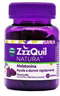 ZzzQuil Sueño Gummies de Melatonina 1mg con Valeriana, Complemento Alimenticio para dormir sabor Frutos del Bosque, 30 Gummies