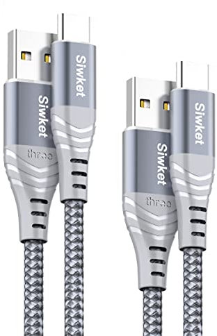 Siwket USB C Kabel, [2 Stück 1M+2M ] USB to Typ C Kabel Nylon Geflochten Schnellladekabel für Samsung Galaxy S21 S20 S10 S9,Note 20 10 9,A51,LG G5 G6,Sony Xperia,Huawei P30 P20 Mate20,Google Pixel usw