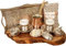 Turkish Luxury Ottoman Coffee & Espresso Set of 2 with Copper Coffee Pot and Kocatepe Turkish Coffee, Traditional Stylish Design, 13 Pieces (Silver)