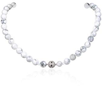 Fukugems Naturstein Kette für Damen Mann Edelstein Perlen Kette Geburtsstein Kette Howlite Kette