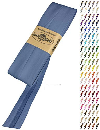 Sandras-Bastelladen Schrägband/Einfassband Baumwolle Uni gefalzt 5m x 20mm 027-Blaugrau