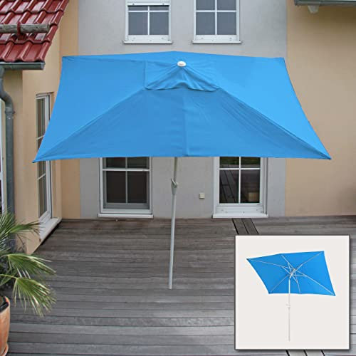 Mendler Parasol N23, parasol de jardin, 2x3m rectangulaire inclinable, polyester/aluminium 4,5kg - bleu