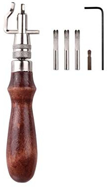 GeKLok Leather Groover Tools, 7 In 1Adjustable Sewing Stitching Beginner Leather Groover Edger DIY Craft Tool for Punching, Grooving, Edge Trimming on Belts, Purses, Handbags(size:1.1x0.98inch)