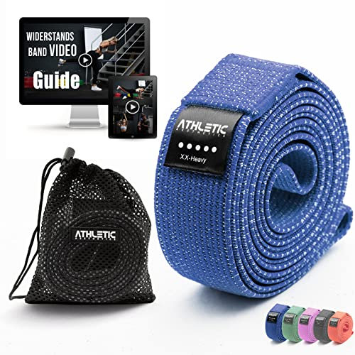 ATHLETIC AESTHETICS Premium Resistance Bands/Widerstandsbänder mit Stoff [Als Fitnessband und Fitnessbänder Set + Tasche und Videokurs] Fitness Band z.B. als Klimmzughilfe für Damen & Herren