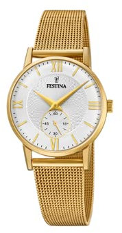 Montre FESTINA pour Femme F20573/2 Acero Clasico Boîtier en Acier Inoxydable Doré Bracelet en Acier Inoxydable Gris