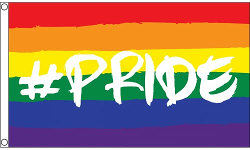 AZ FLAG - Drapeau LGBT Arc-En-Ciel Hastag Pride - 90x60 cm - Drapeau Gay 100% Polyester Avec Oeillets Métalliques Intégrés - Pavillon 50 g