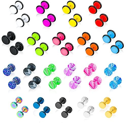 Ruisenda 20 Paar Ohrstecker aus Edelstahl, für Herren und Damen, Ohrpiercing, Plugs, Tunnel, künstliche Stecker, Ohrstecker, 20 Farben, Edelstahl, Kein Edelstein