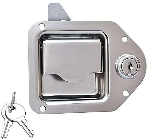 WANGCL Stainless Steel Truck Tool Box Latch Paddle Lock Replacement Handle Trailer Toolbox RV Handle Latch 4-3/8in x 3-1/4in collocation Two Keys