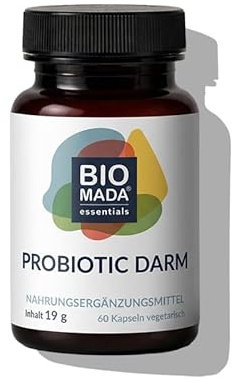BIOMADA Probiotic Darm 60 Kapseln mit 12 Probiotischen Kulturen und Mikronährstoffe für Darmfunktion und Darmflora Vegetarisch Glutenfrei Laktosefrei