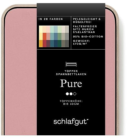 Schlafgut Pure Topper Spannbettlaken 120x200cm bis 130x220cm Purple Mid, Spannbetttuch aus weicher Biobaumwolle