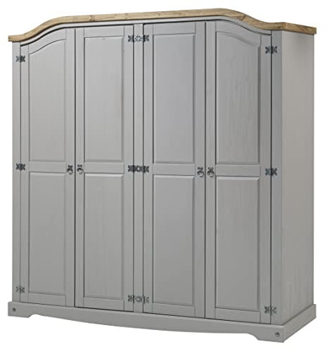 Mercers Furniture Corona Grey Wax 4 Door Arch Top Wardrobe