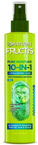 Garnier Fructis Pure Moisture 10-in-1 Spray for Dry Hair and Scalp, Hyaluronic Acid, 8.1 Fl Oz, 1 Count (Packaging May Vary)