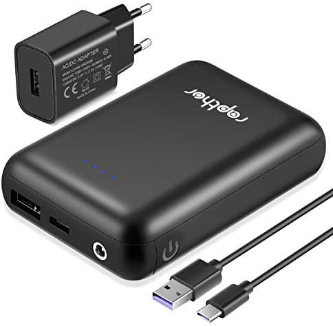 Rapthor 5500 mAh 7,4 V 3 A Batterie pour Gilet chauffé, Vestes, Sweats à Capuche/Phone, Double Sortie, Batterie Rechargeable avec câble de Charge et Chargeur Rapide pour iPhone Android Smart Phones