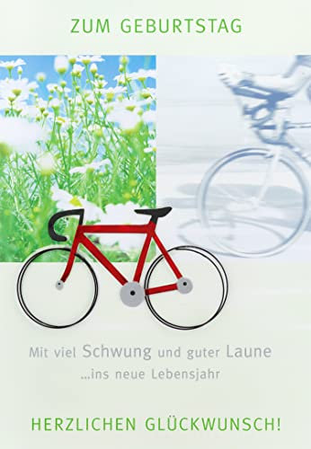 Perleberg hochwertige Geburtstagskarte der Lifestyle Collection mit Fahrrad-Motiv - Karte zum Geburtstag mit Umschlag - Geburtstagskarten in Premium-Qualität 11,6 x 16,6 cm