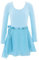 iEFiEL Kinder Ballettkleidung Langarm Ballettanzug mit Chiffon Ballett Wickelrock Ballett Trikot Body Training Tanz Gymnastikanzug Set Hell Blau A 134-140/9-10 Jahre