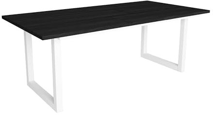 Skraut Home - Mesa de Comedor | 10 Comensales | 200 | Robusta y Estable Gracias a su Estructura y Patas macizas | Ideal para reuniones Familiares | Negro | Estilo Industrial