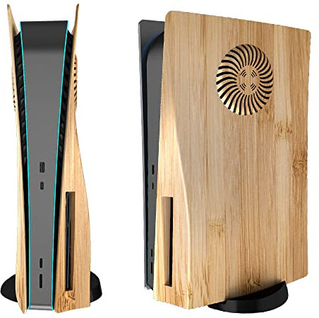 Wedorat Protección de la Caja de la Placa Frontal de la Cubierta de la Placa PS5 (Veta de Madera)