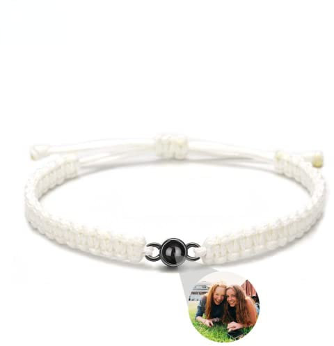 jifu Projektion Armband Foto,Maßgeschneidertes Armband mit Bild im Stein,Personalisiertes Projektions Armband mit Foto,Personalisierter Armband für Damen Herren (White BK,One Size)