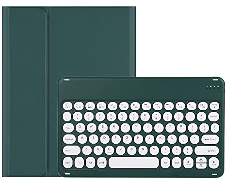 Cute iPad 10th 9th 8th 7th Generation Keyboard Case Round Key iPad Air 3rd Gen iPad Pro 10.5 11 inch Removable Bluetooth Keyboard Cover with Pencil Holder (iPadAir4/iPadAir5/iPadPro11, Dark Green)