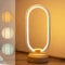 BASRAE Klein Nachttischlampe LED Tischlampe mit 3 Farbtemperaturen,Moderne Oval Tischleuchte Weiß,Dimmbare Lampe Schlafzimmer Wohnzimmer Kinderzimmer,Holz Warmes Licht mit Kabel,Helligkeitsstufe 5
