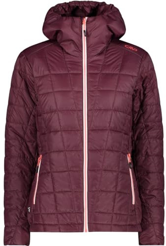 CMP W Jacket Fix Hood Polyester 20d Rot - PrimaLoft Ultraleichte robuste Damen Isolationsjacke, Größe 36 - Farbe Burgun