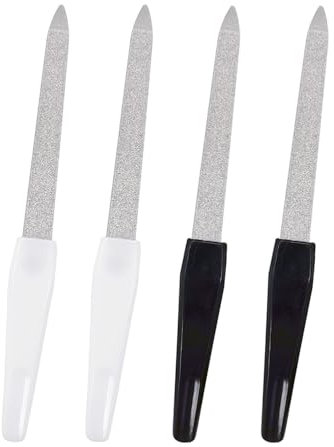 FTONOM5 4pcs Metal Nail Files for Natural Nails Pro Stainless Steel Double Sided Sapphire Grit Accessories Files Tool for Home Salon Shaping Styling Gel and Acrylic Nails