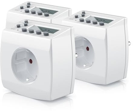 3X Digitale Zeitschaltuhr - Weekly Digital Timer - minutengenau - LCD-Display - 3680W - 8 konfigurierbare Schaltprogramme Wochen- Tages- Minutenprogramm - deutsche Bedieungsanleitung