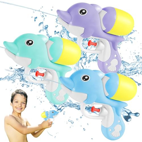JOKILY 3 Stück Wasserpistole für Kinder, Mini Wasserspritzpistolen, Wasserpistole, Wasserpistole Tiere für Kinder, Wasser Soakers für Kinder Sommer Wasser Spielzeug Outdoor Strandspielzeug