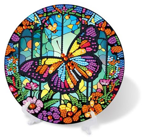 DCIDBEI DIY Diamant Peinture Animaux Décoratif Papillon 18x18cm 5D Diamant Painting Table Décoration Diamant Peinture Art Ensemble Puzzle Diamant Ornements Cadeaux pour Débutants Famille