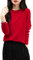 Chanyarn Maglione Girocollo da Donna in 100% Lana Merino 2025 Maglione Lavorato a Maglia Senza Cuciture a Maniche Lunghe (Red,L)