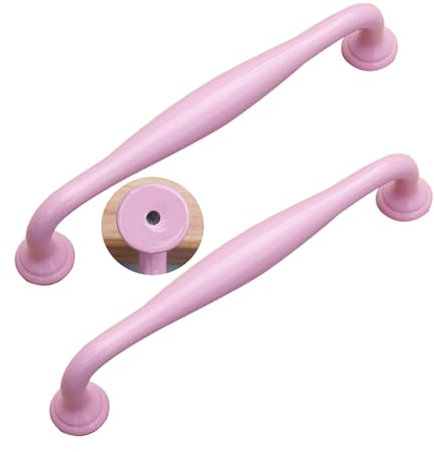 JMCXSM592 2 Stück Türklinken Bunte Kinderzimmer-Pulls Schrankgriff Möbelgriffe Aluminiumlegierung,Profilgriff Kleiderschrankgriffe Schubladen Knöpfe Möbel Hardware (Lochabstand 128mm,Rosa)