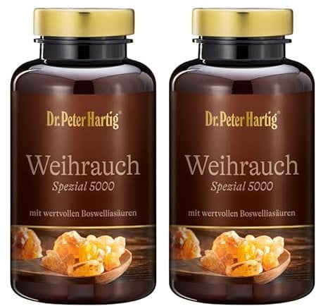 Dr. Peter Hartig Weihrauch SPEZIAL 5000 300 Kapseln 10-Monats-Vorrat aus indischem Weihrauch Boswelliasäuren Vitamin C Laborgeprüft Lactose- Gluten- und Hefefrei