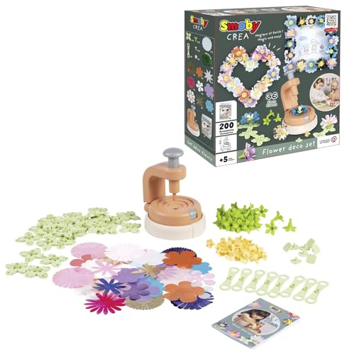 Smoby - Crea Kreativset Flower Deko – mit Blumen-Kreations-Maschine - 200 Zubehörteile - für Kinder ab 5 Jahren
