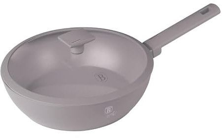 Berlinger Haus Padella wok con rivestimento in titanio e coperchio, 30 cm, collezione tortora, efficiente e moderna