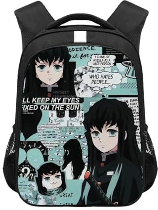 Jiumaocleu Anime-Rucksack für Kinder, Schultasche, Rucksack, Kamado, Nezuko, bedrucktes Segeltuch, Cartoon-Büchertasche, Tagesrucksack für Schüler, Tokitou Muichirou B, 30.5x16x44cm