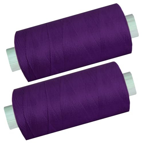 Yline - Nähgarn für Nähmaschine, Nähfaden Polyester, Syngarn Allesnäher, 1000 m (2 Spulen), 0475-35 (lila)