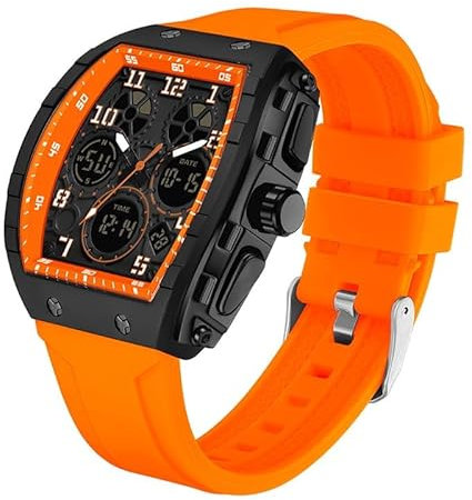 Herren Armbanduhr Militär Sportuhr mit LED-Leuchtdisplay, Analogen Zeigern und Digitalen Zahlen - Wasserdichte Digitaluhr