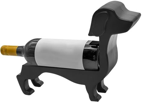 DAWRIS Porte-bouteille de vin avec motif teckel, support de vin pour bouteilles de vin, étagère de rangement décor drôle chien teckel en bois étagère à vin décorative cuisine organisateur de vin